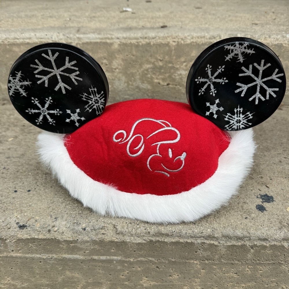 Disney Adult Christmas Snowflake Mickey Mouse Ears Hat Holiday Apparel Retired